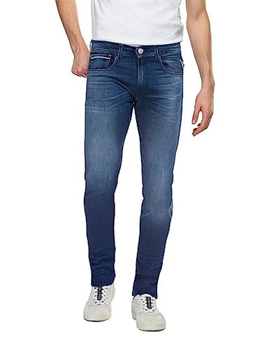 Replay Herren Jeans Grover Straight-Fit mit Power Stretch, Medium Blue 009 (Blau), 33W / 34 im Sale